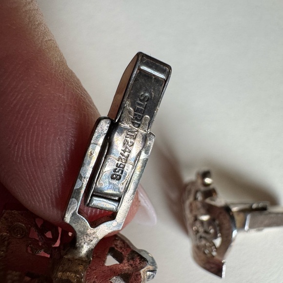 Elegant Vintage Sterling Silver Filigree Crown Cufflinks - Picture 4 of 9